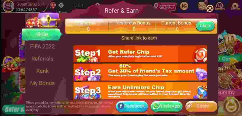 Rummy Tiger APK In Refer And Earn Money 