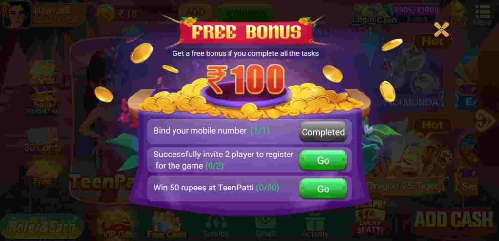 New Offer Free Get Rs – 100 Free Bonus Teen patti master APK